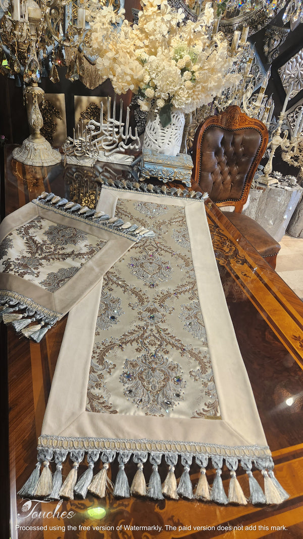 Table Covers Set with Original Swarovski Crystals - 120 cm × 48 cm + 2 (48 cm × 48 cm)