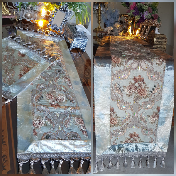 Swarovski Crystal Table Runner Set: Dining and Side Tables - Elegant and Handcrafted