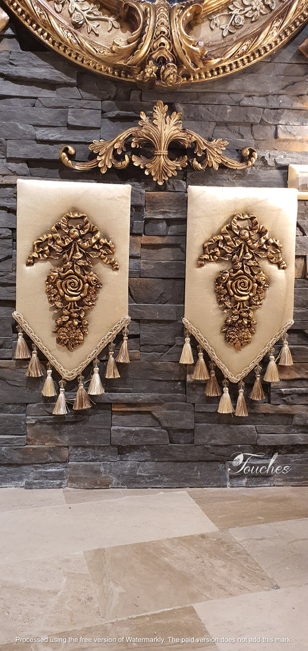 Handcrafted Wall Art Set with Crown – Two-Piece Design