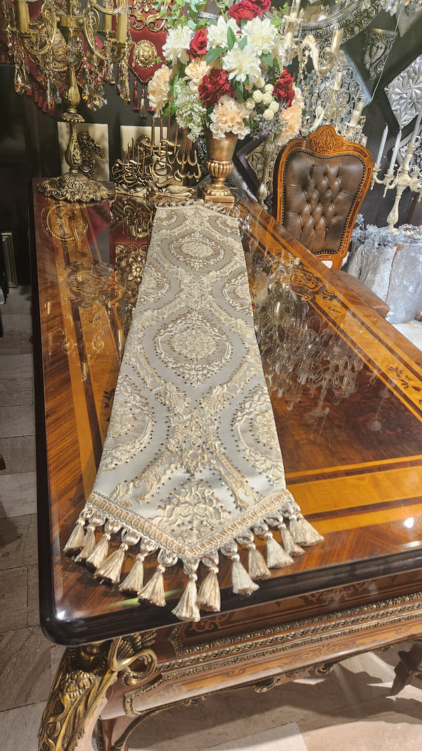 Swarovski Crystal Embellished Off-White Table Runner