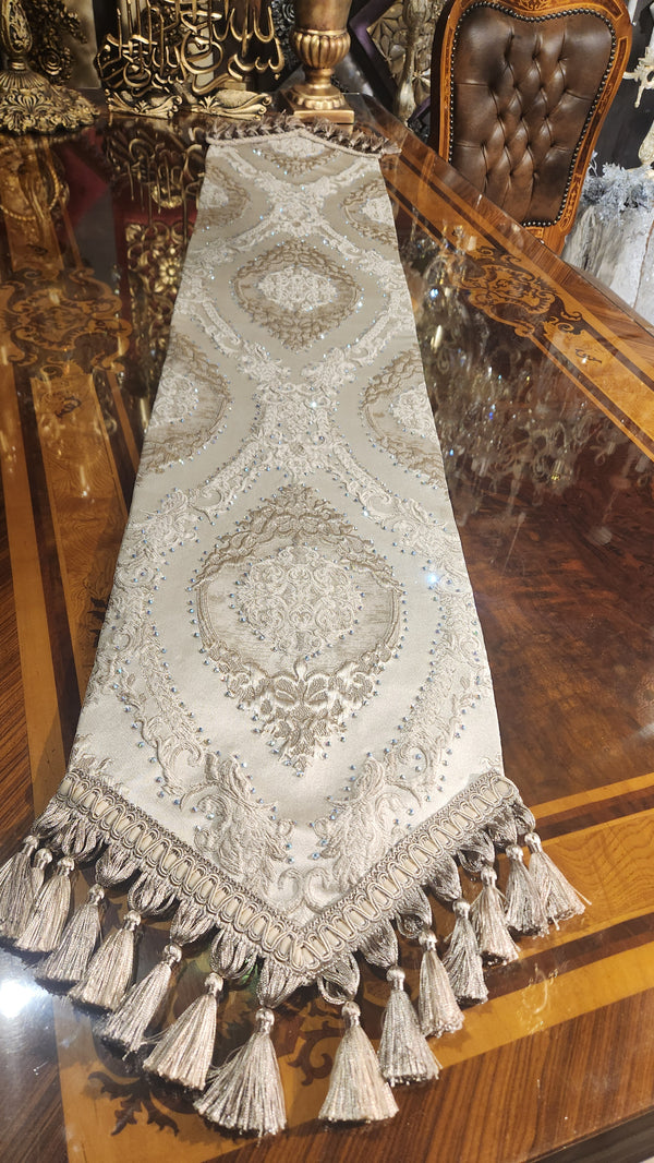 Touches Swarovski Crystal Embellished Off-White Table Runner