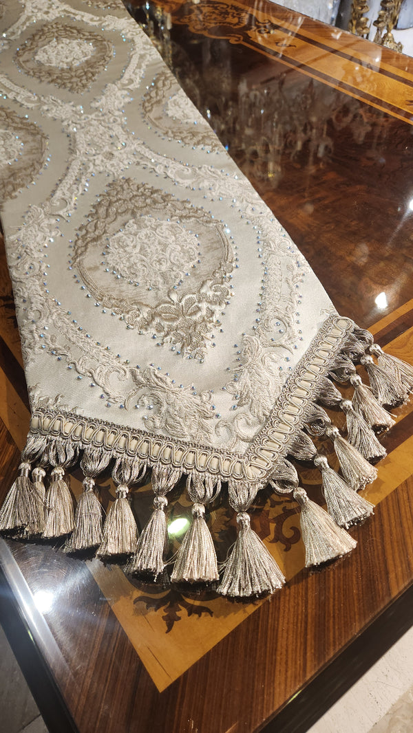 Touches Swarovski Crystal Embellished Off-White Table Runner